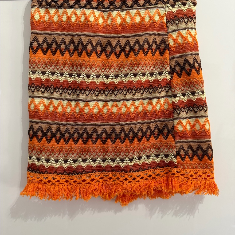 SHEIN Orange and Brown Patterned Mini Skirt